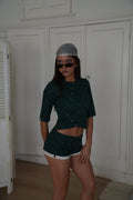 Mia Mini shorts turquoise & ivory