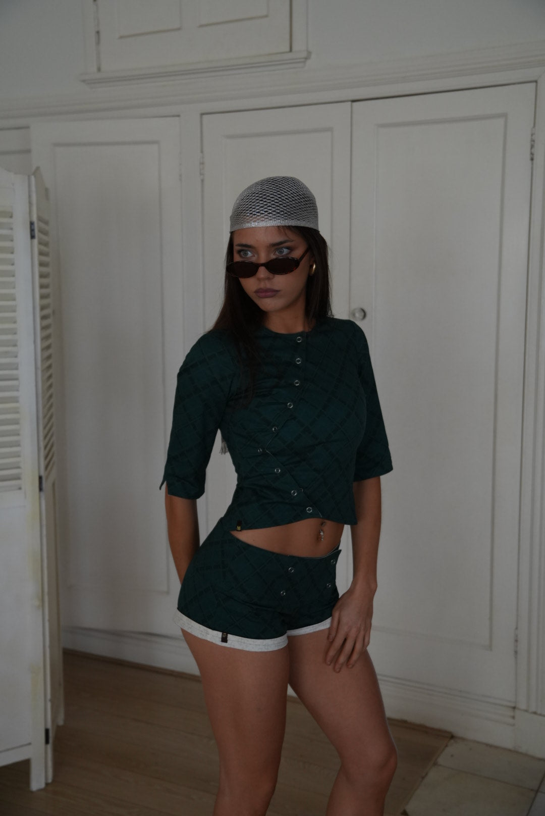 Mia Mini shorts turquoise & ivory