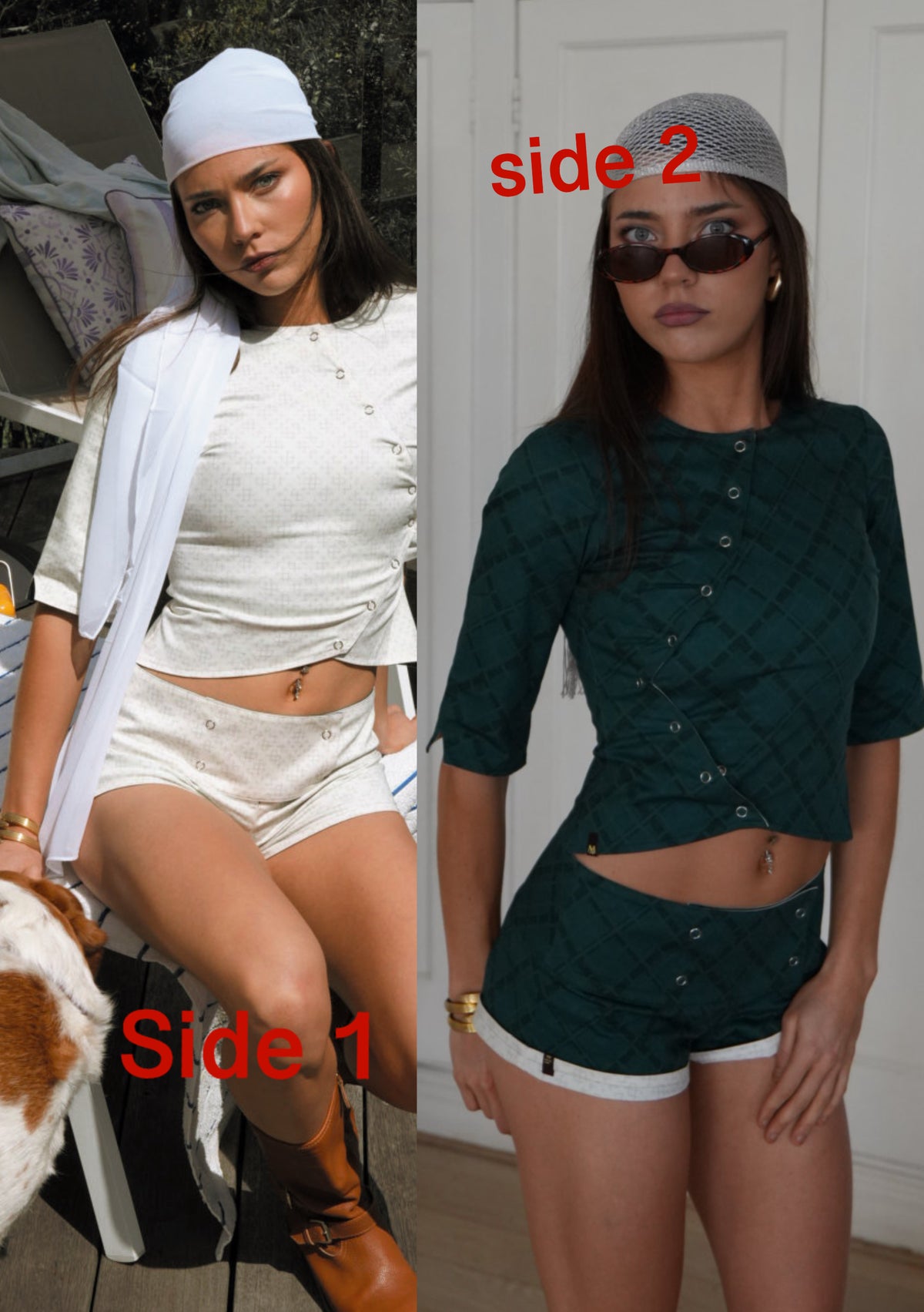 Mia Mini shorts turquoise & ivory
