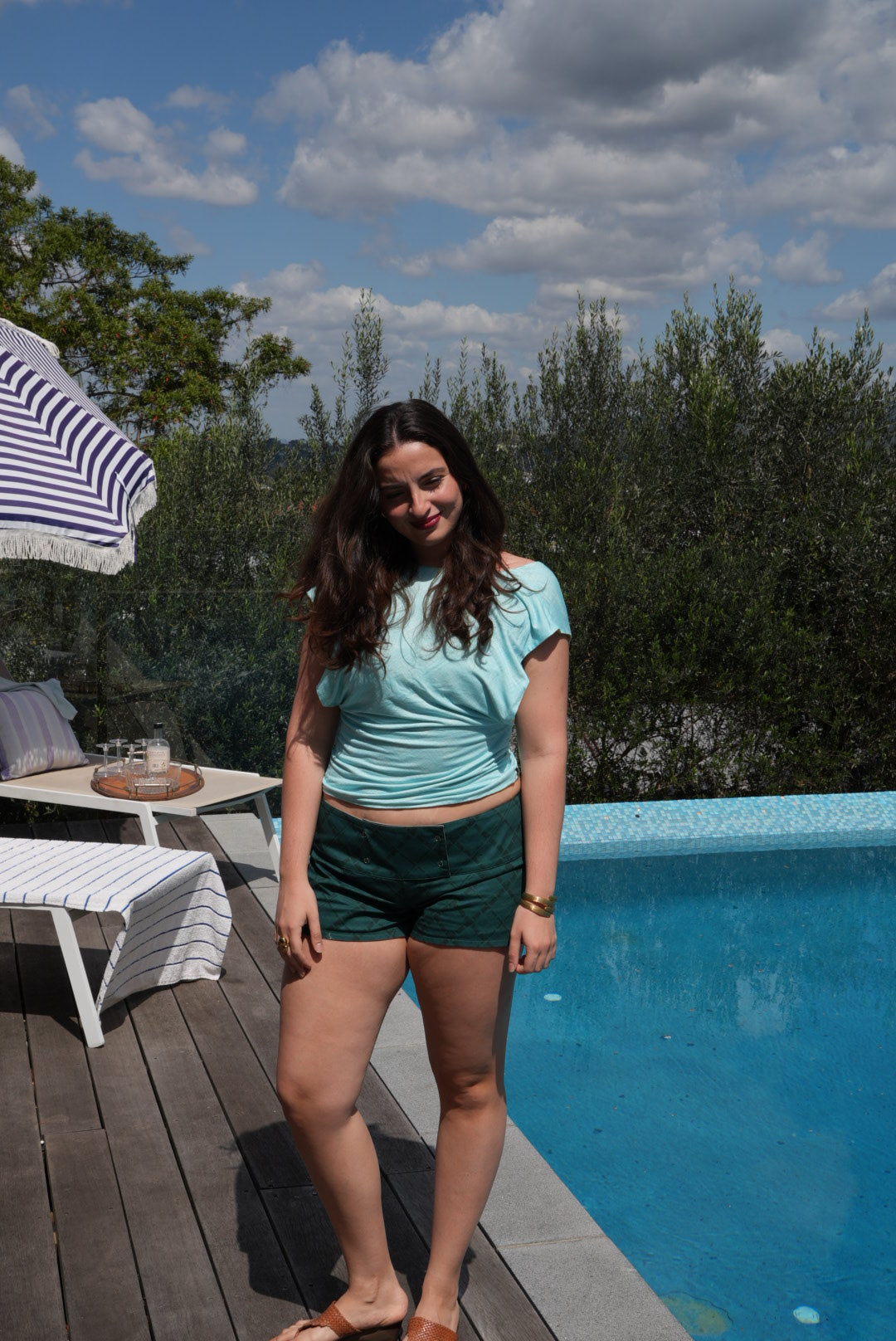 Mia Mini shorts turquoise & ivory