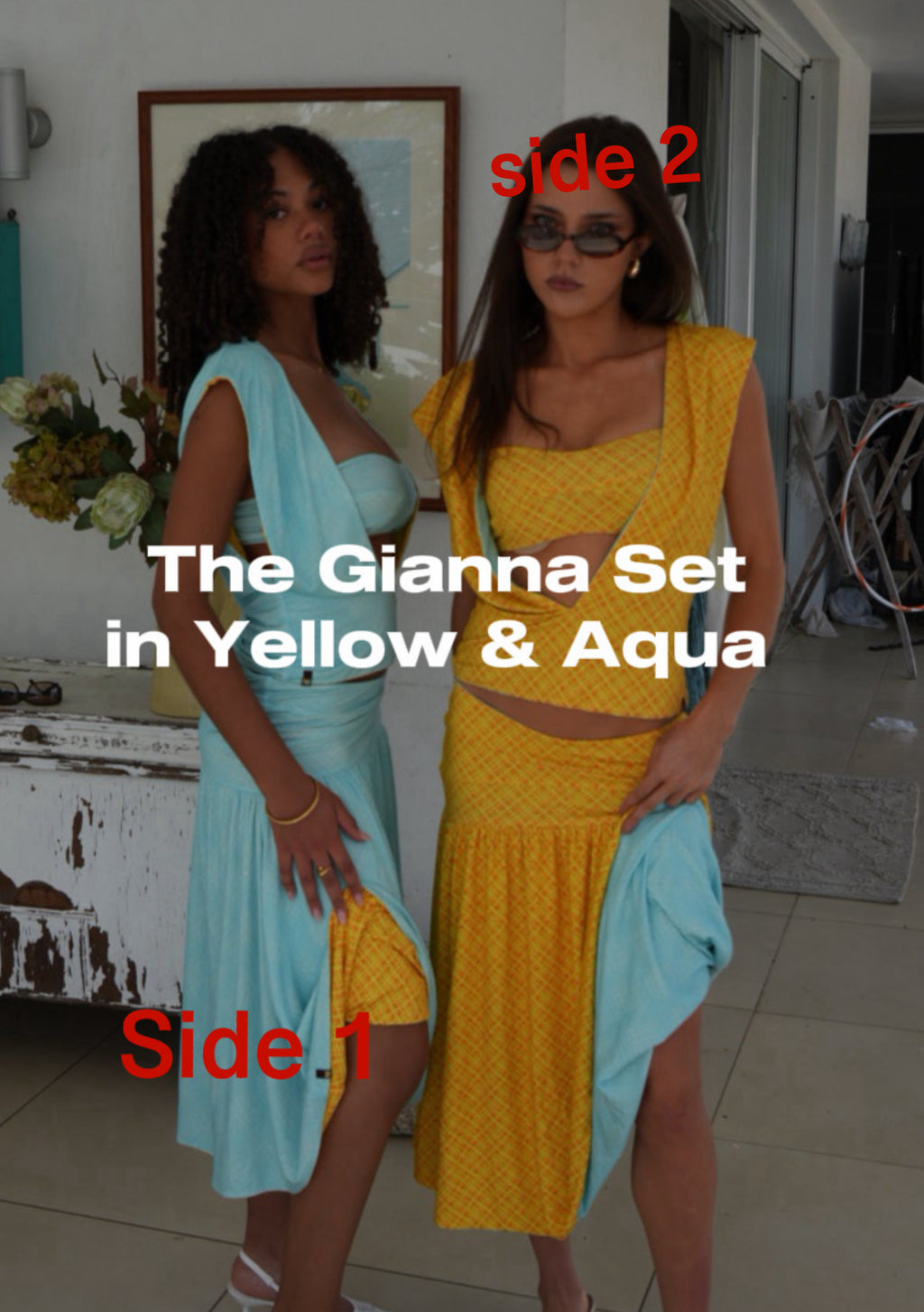 Gianna Top yellow & Aqua