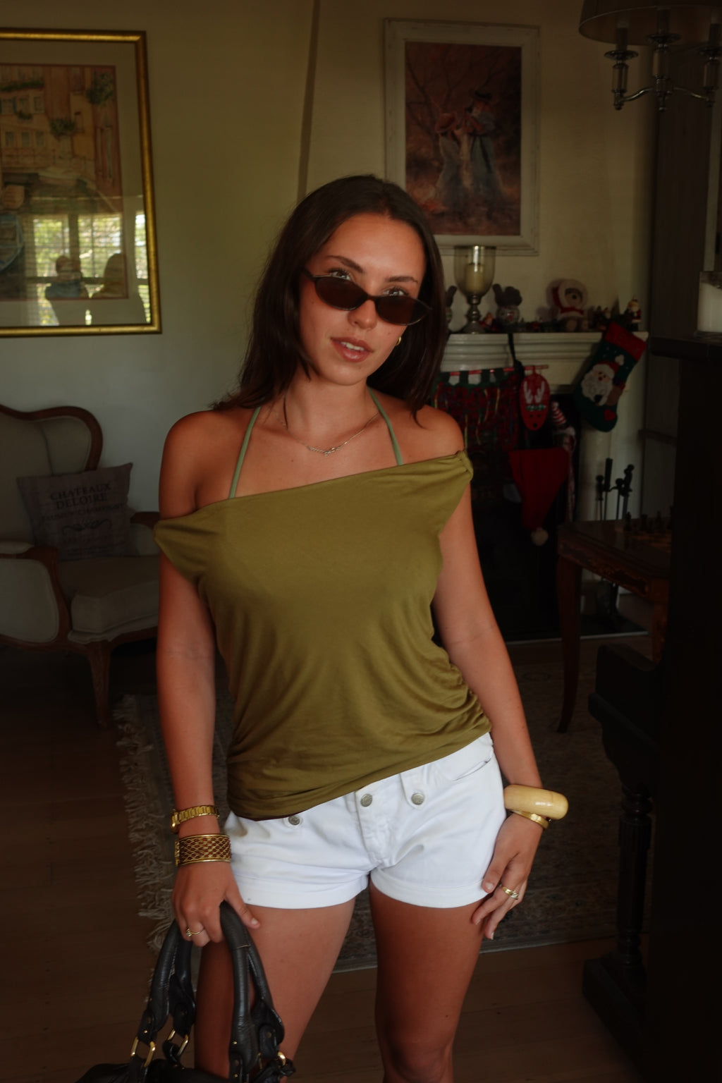 June Top Brown & Olive