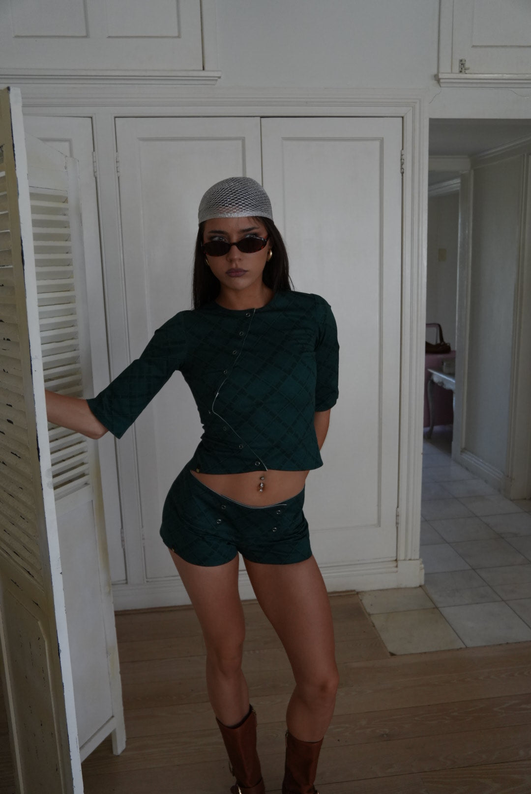 Mia Mini shorts turquoise & ivory