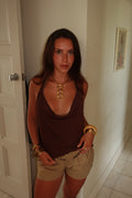 June Top Brown & Olive