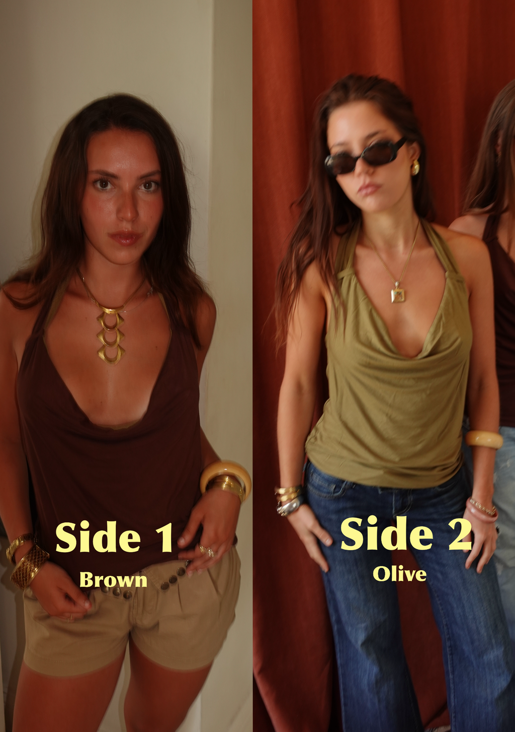 June Top Brown & Olive