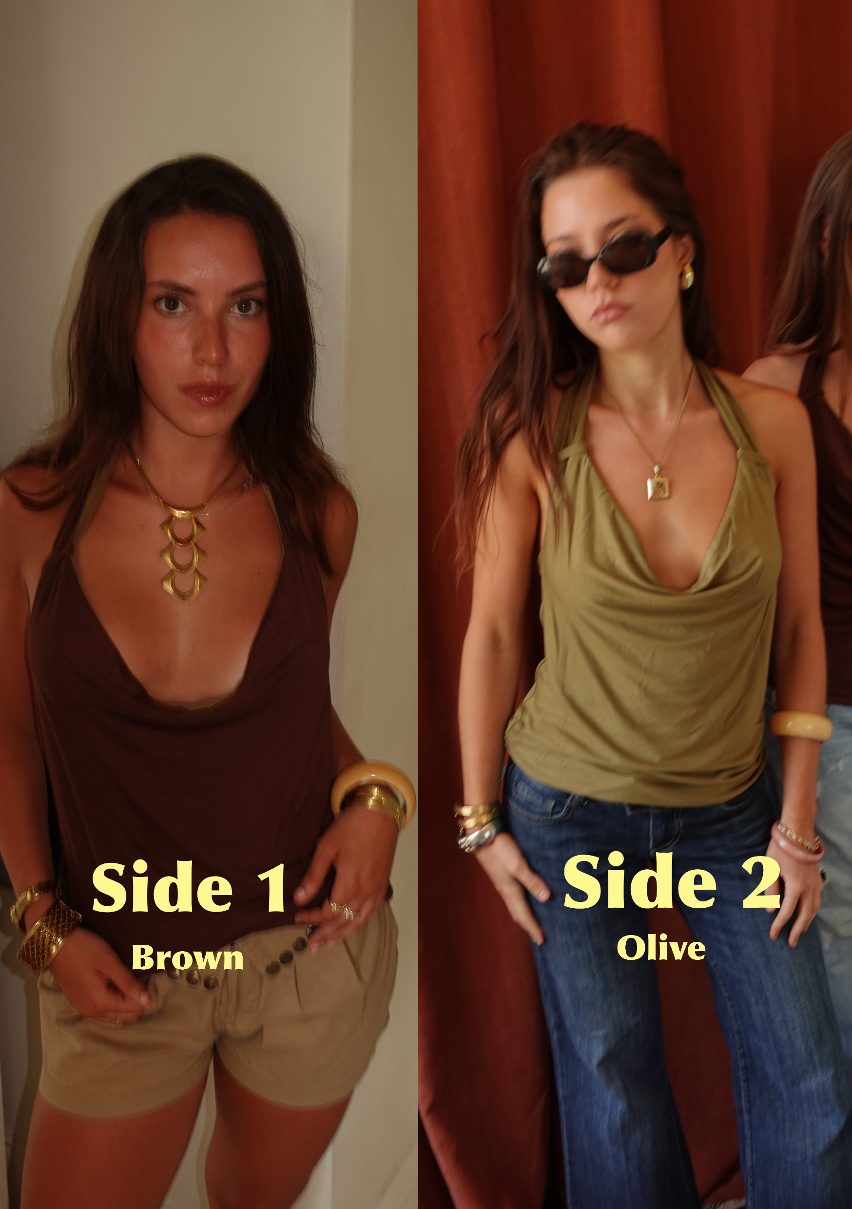 June Top Brown & Olive